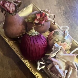 Decorative Pink Pears with Floral Accents